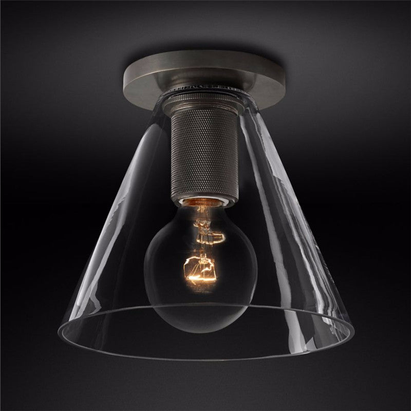 Elthyn plafondlamp conische kap glas messing minimalistisch industrieel