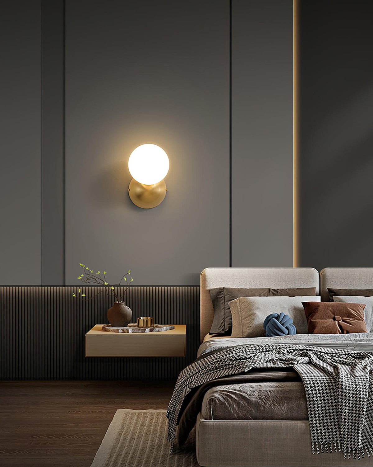Velirina Bolvormig Glas Messing Wandlamp