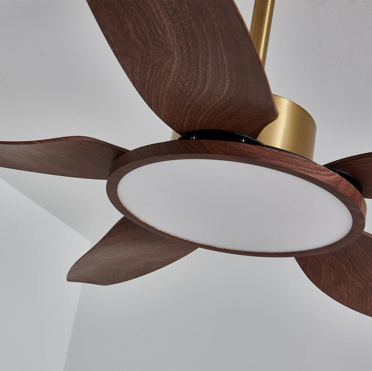 Sylenel modern Hout Messing Plafondventilator met lamp