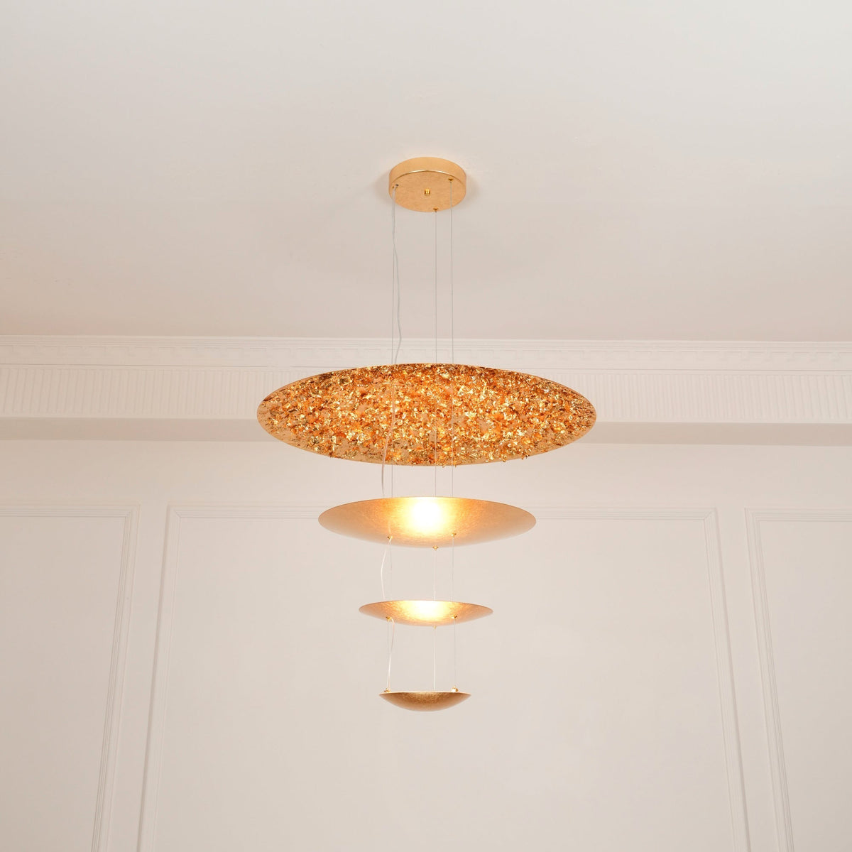 Phelion gelaagde hanglamp van goudfolie