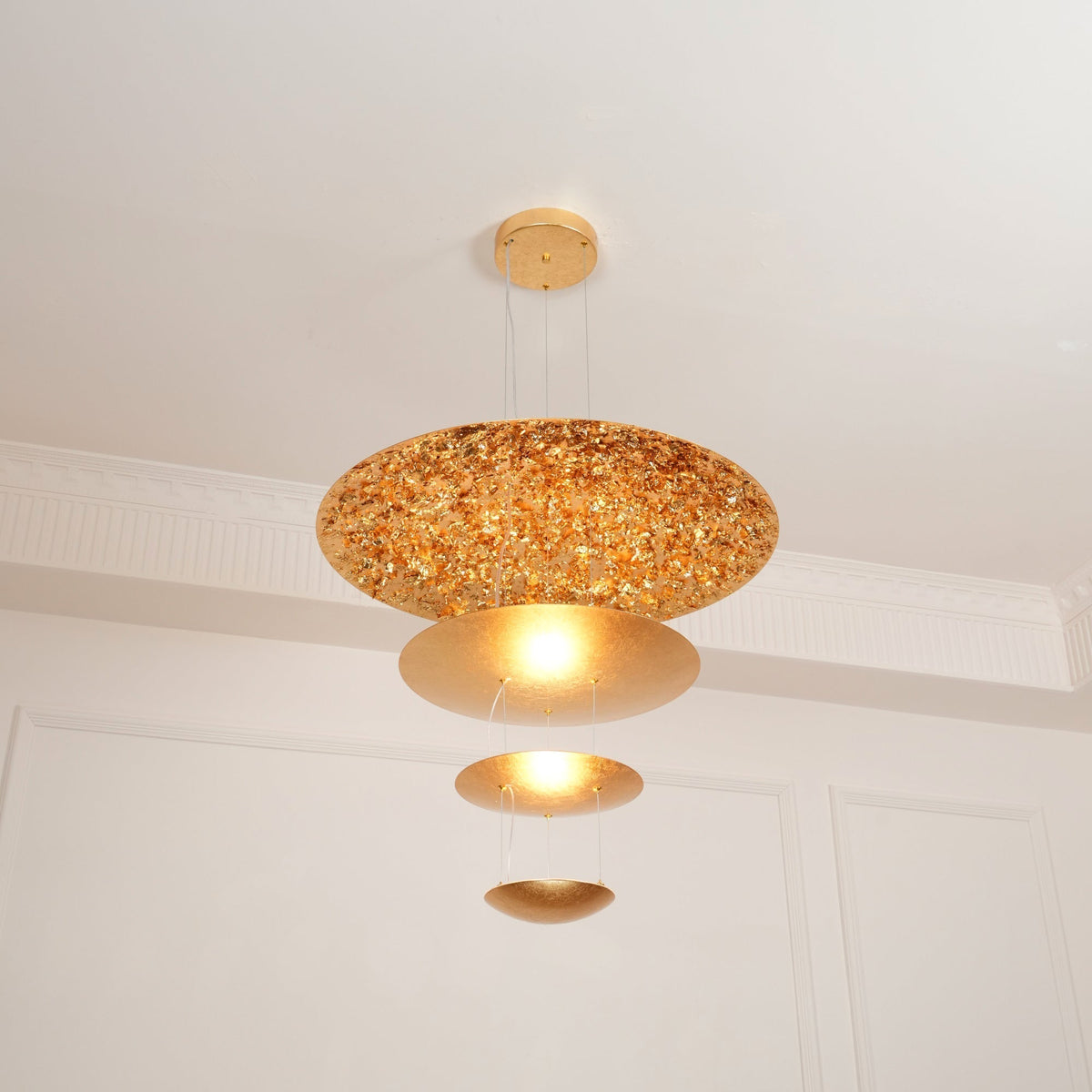 Phelion gelaagde hanglamp van goudfolie