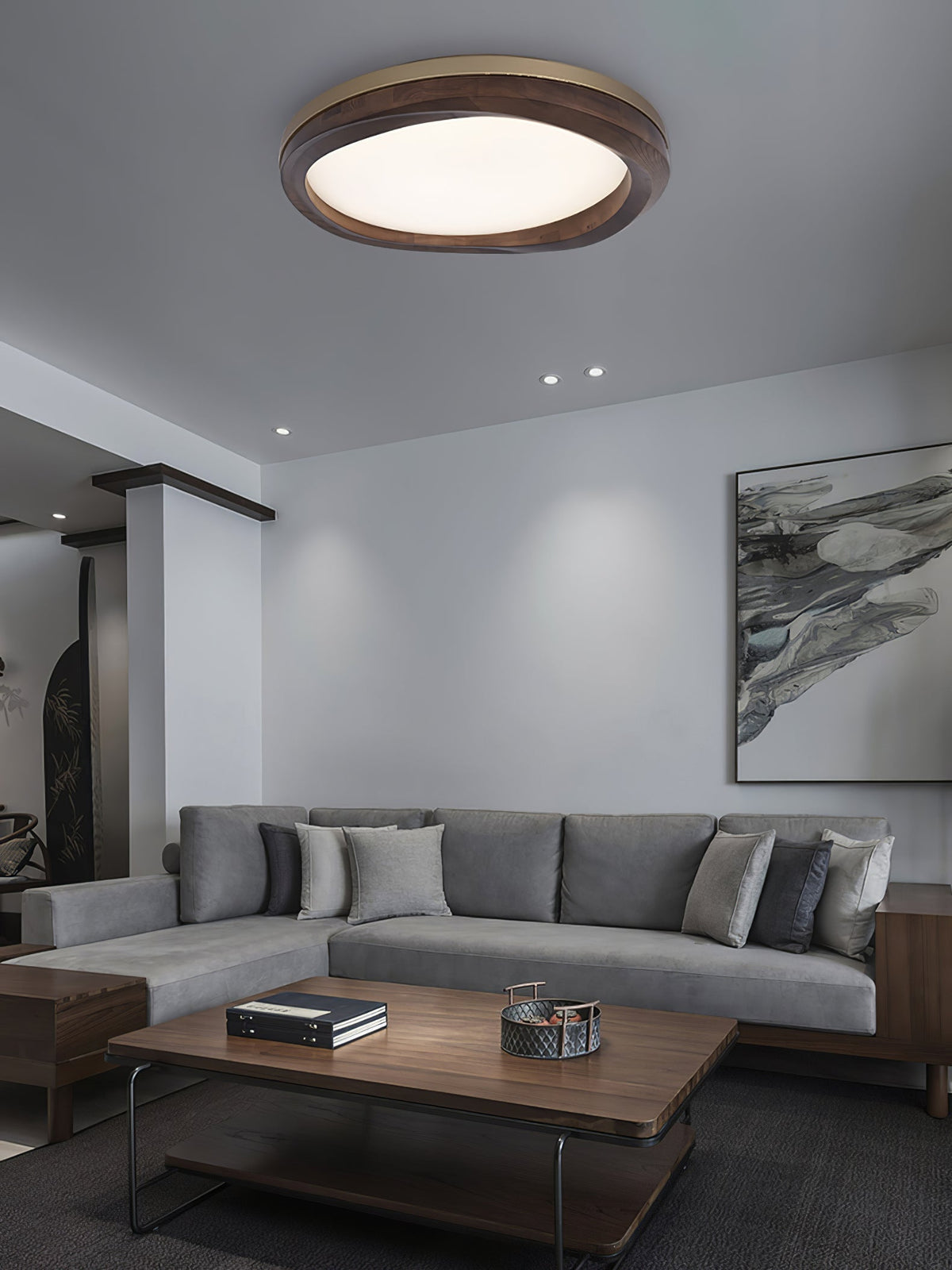 Rinarena plafondlamp houten lijst organisch minimalistisch