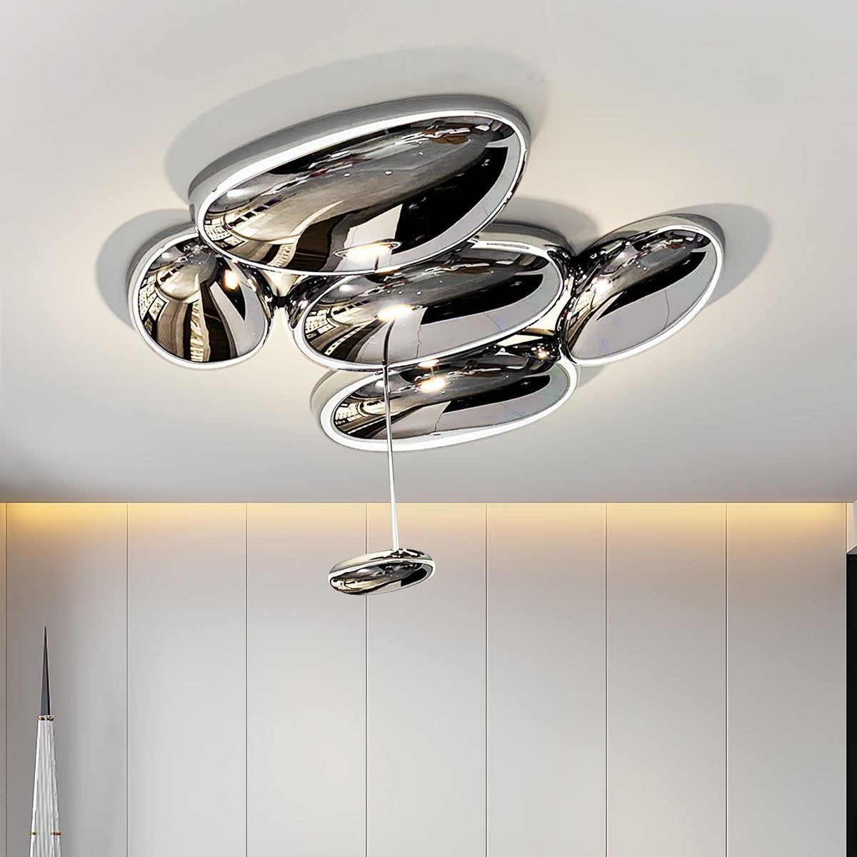 Vostix Plafondlamp Chroom Kiezelvorm modern