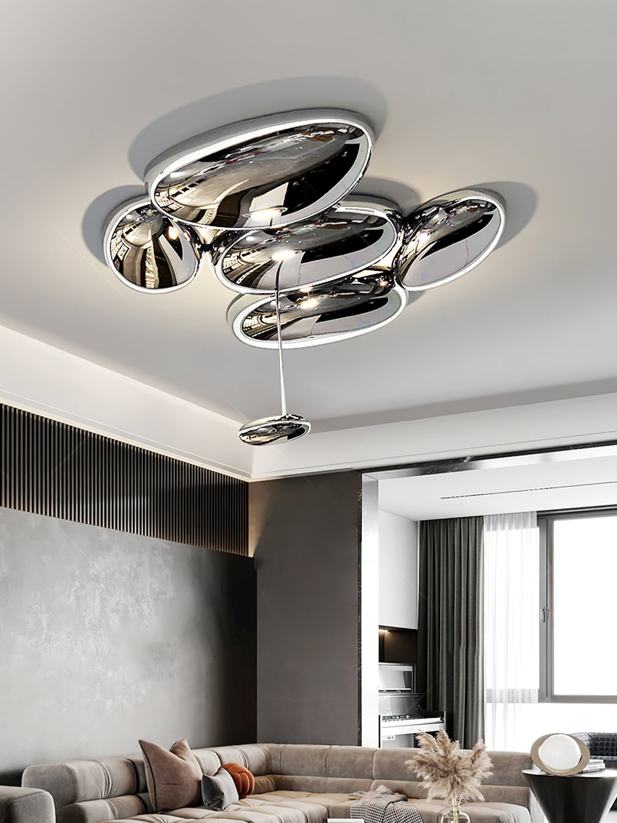Vostix Plafondlamp Chroom Kiezelvorm modern
