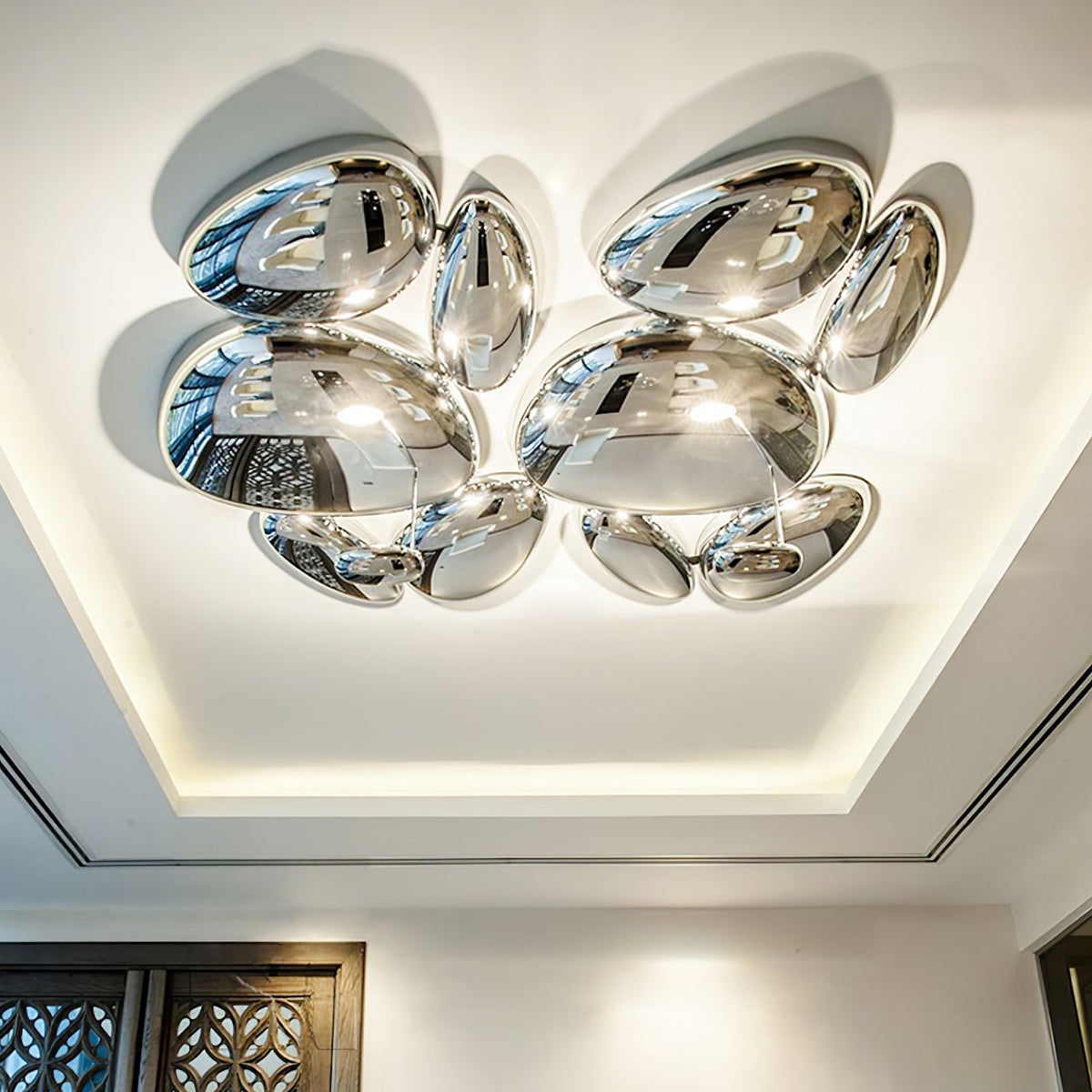 Vostix Plafondlamp Chroom Kiezelvorm modern