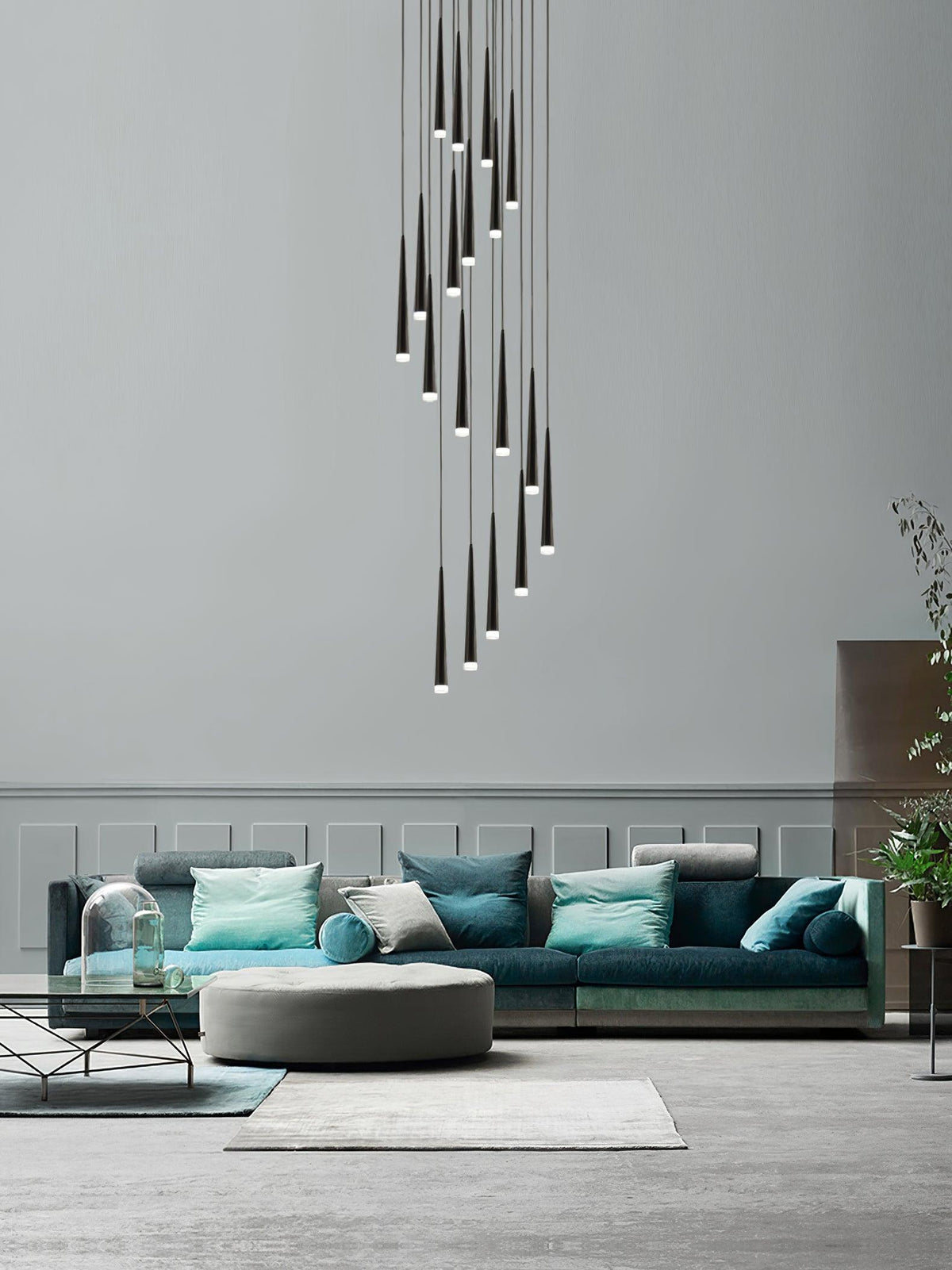 Reveno Kroonluchter Slender Cone Lineair Zwart Minimalistisch