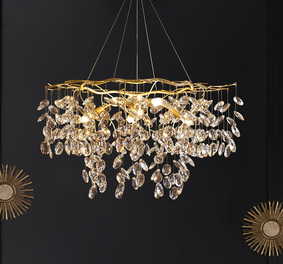 Luxirian kroonluchter kristallen takken goud LED
