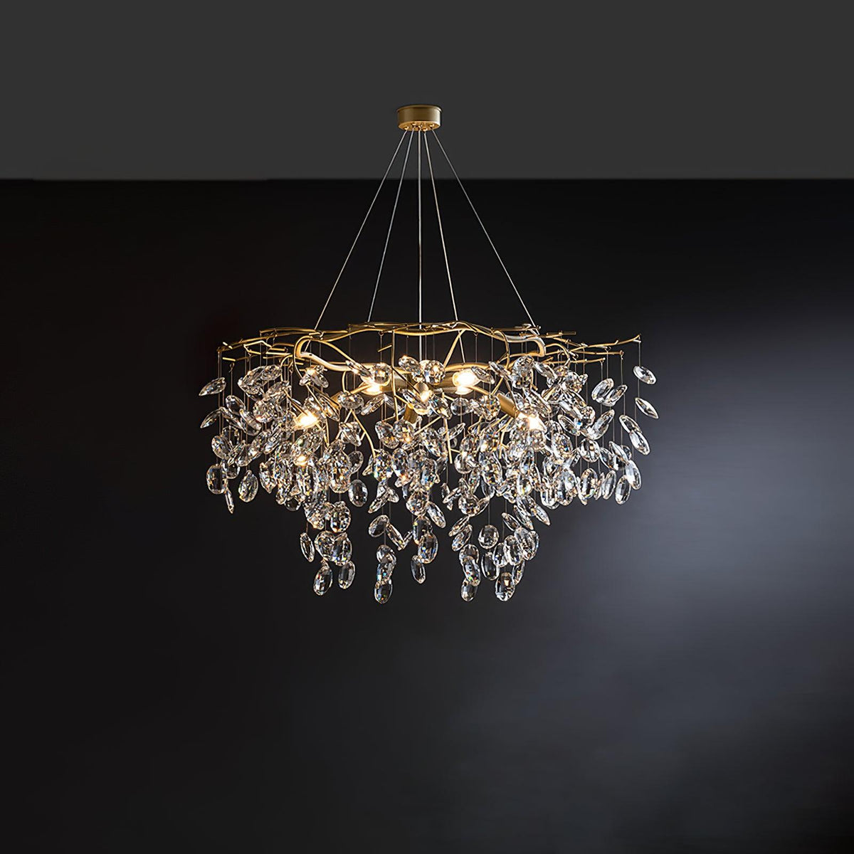 Luxirian kroonluchter kristallen takken goud LED