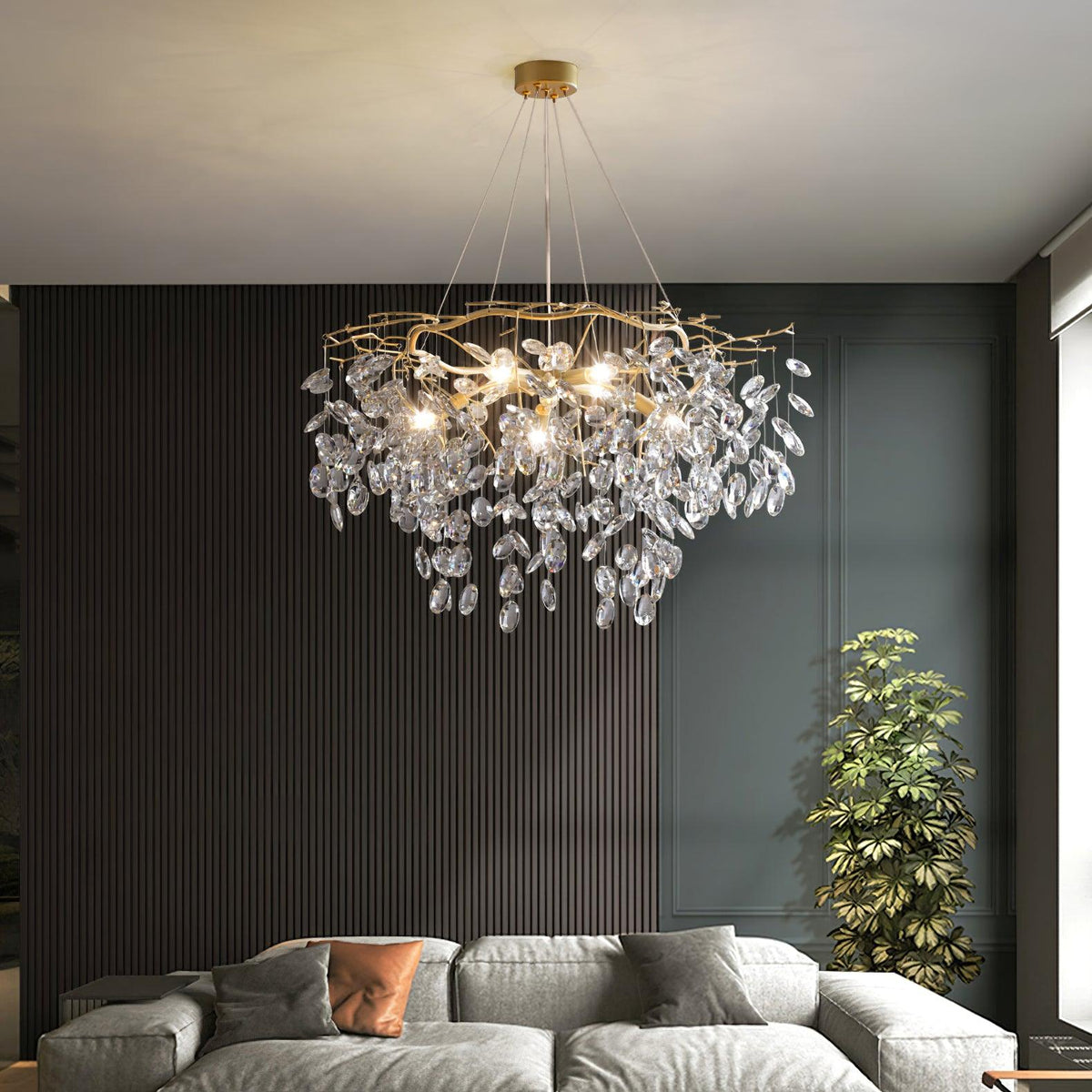 Luxirian kroonluchter kristallen takken goud LED