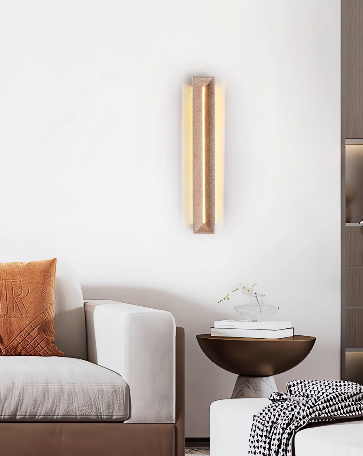 Dfi Minimalistische wandlamp van geel travertin