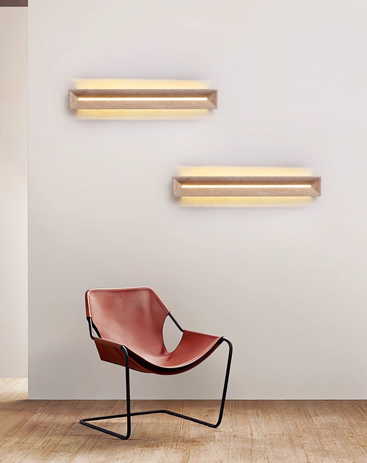 Dfi Minimalistische wandlamp van geel travertin
