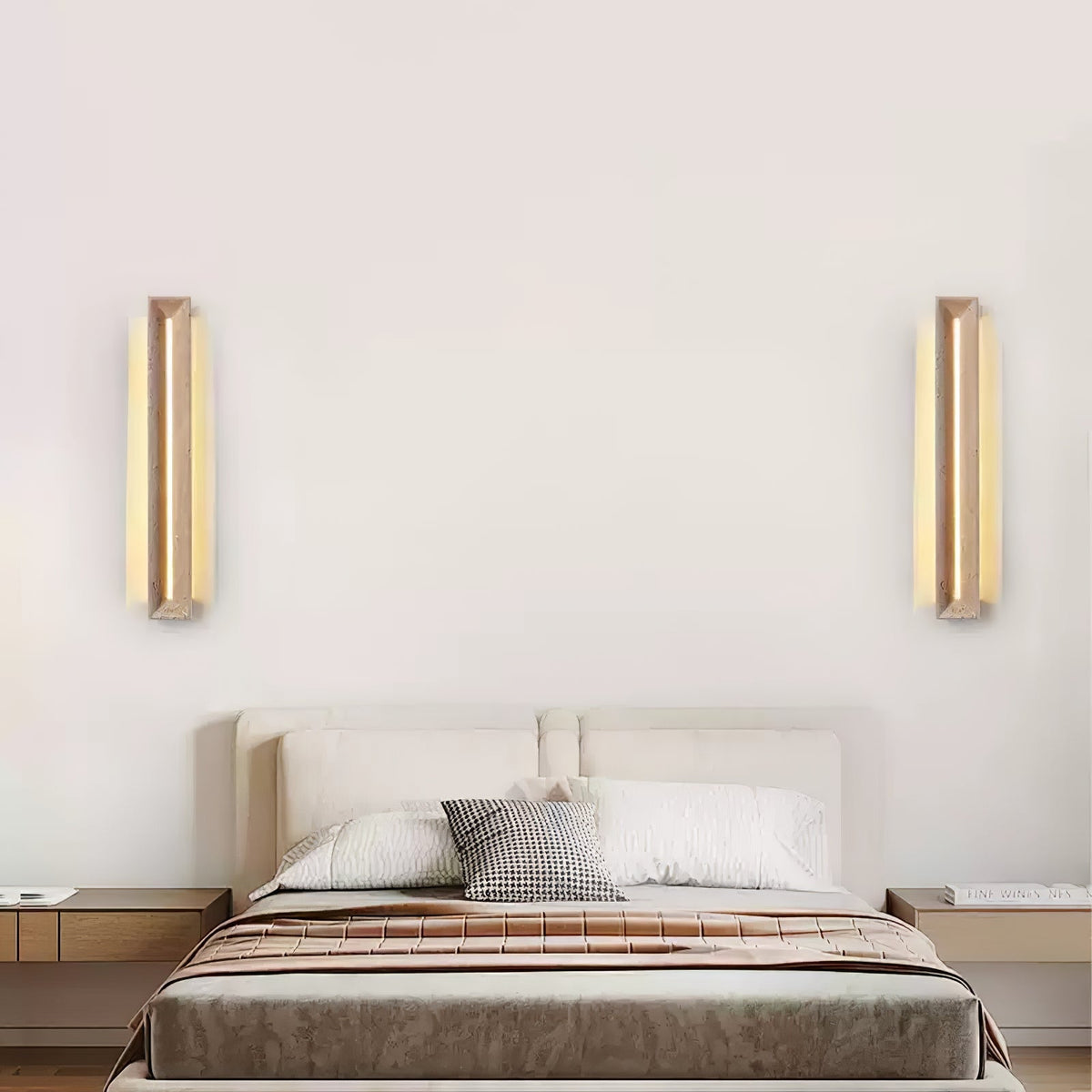 Dfi Minimalistische wandlamp van geel travertin