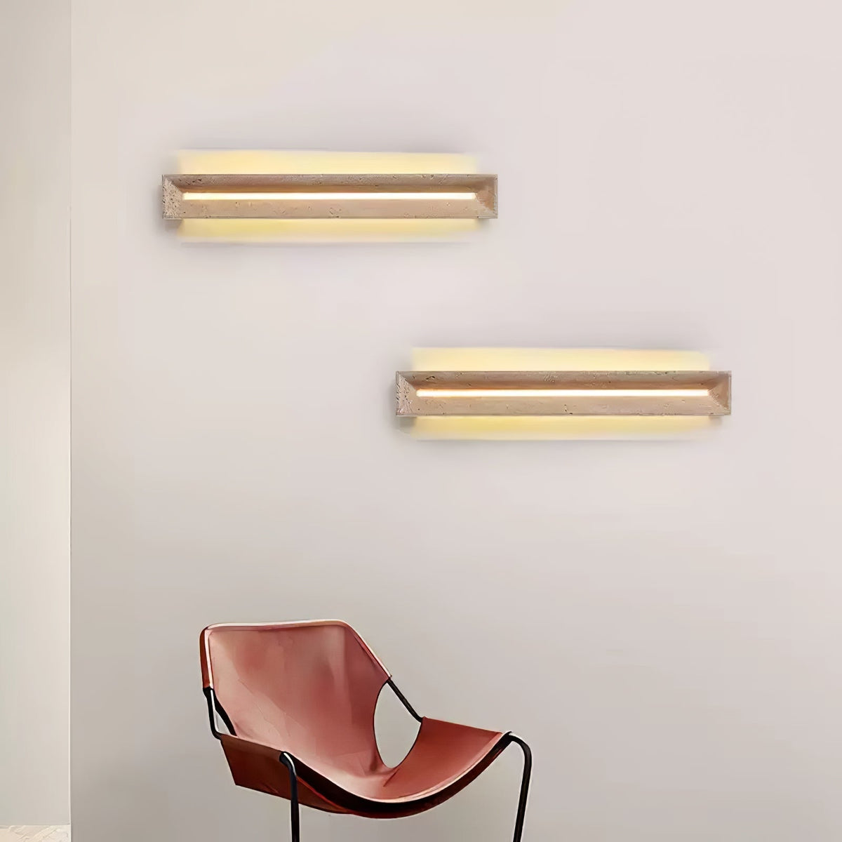 Dfi Minimalistische wandlamp van geel travertin