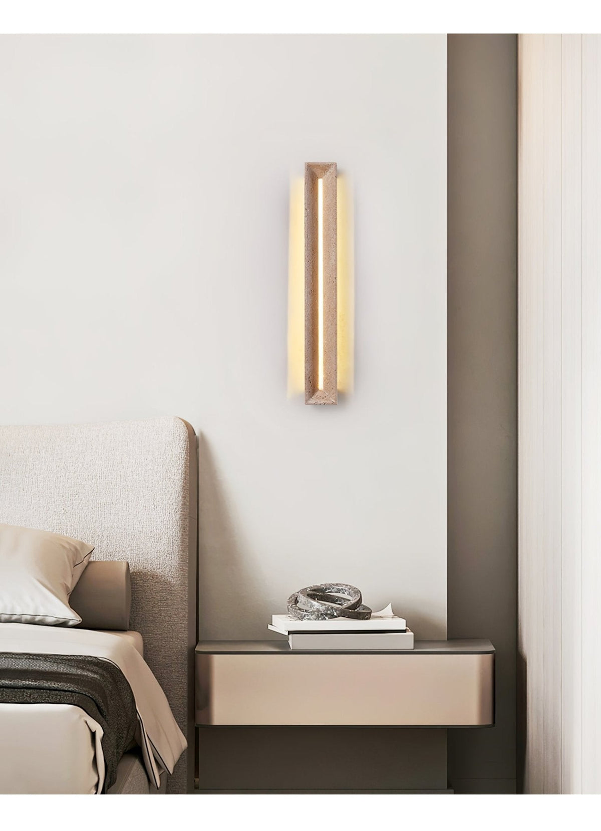 Dfi Minimalistische wandlamp van geel travertin