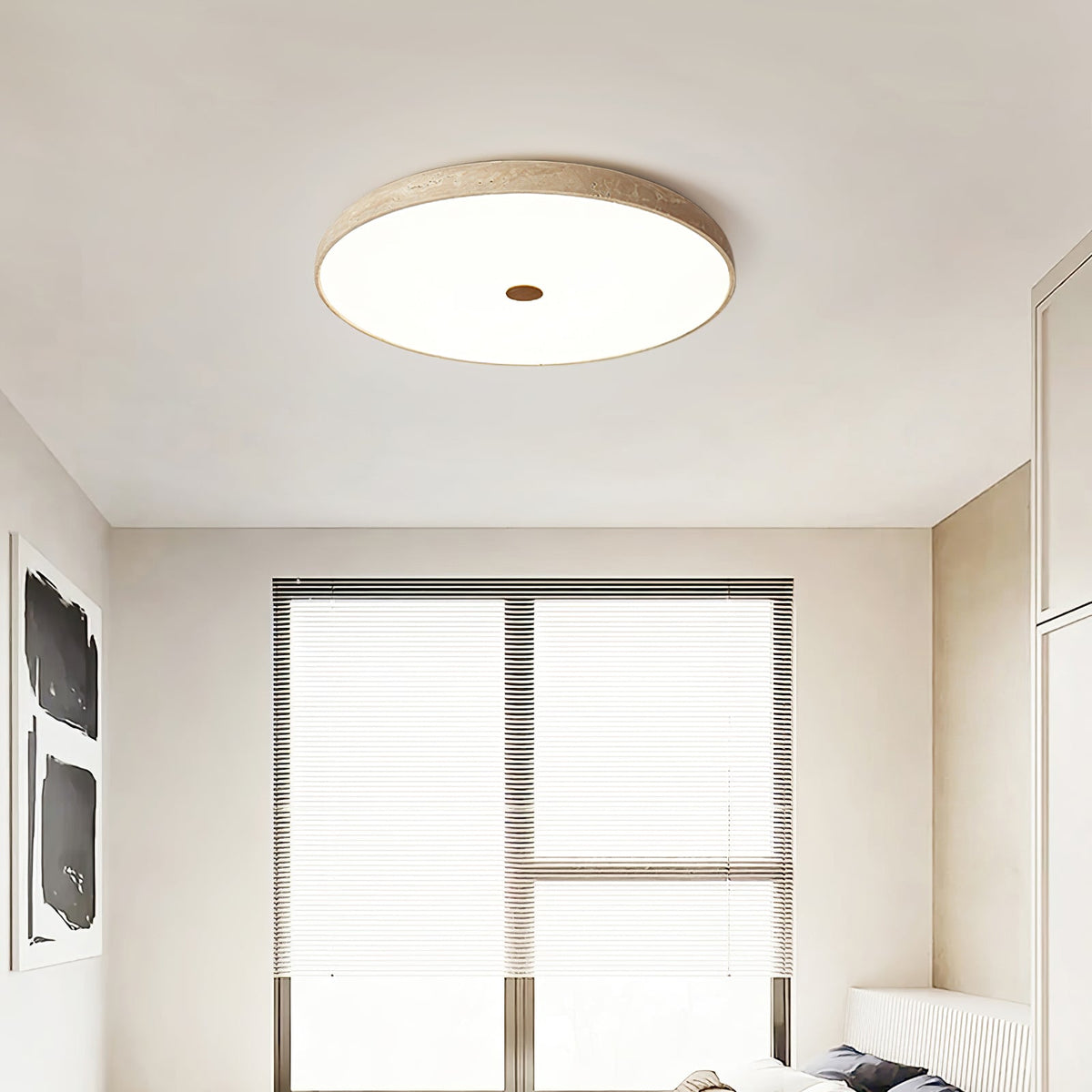 Orzoror minimalistische plafondlamp van geel travertin