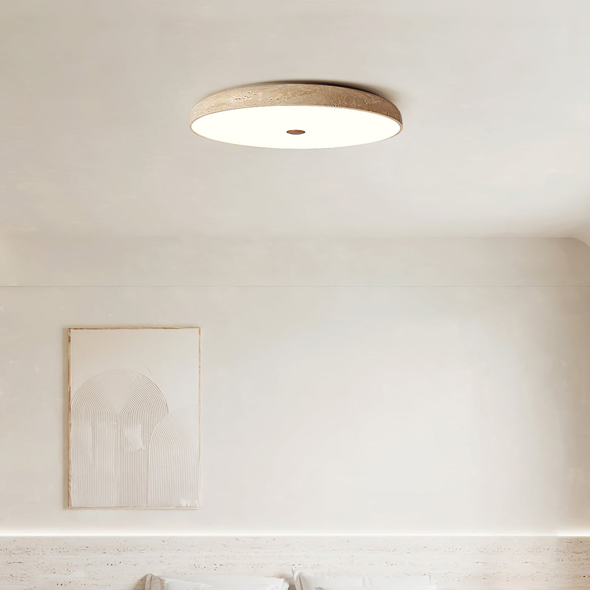 Orzoror minimalistische plafondlamp van geel travertin