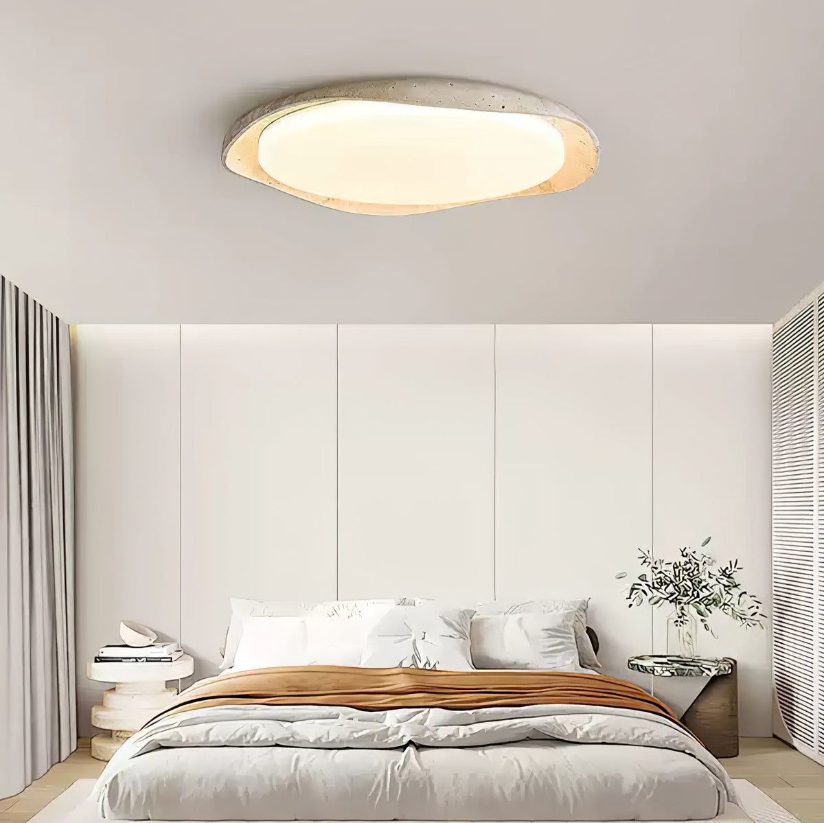 Adoros plafondlamp met randcirkel van geel travertin