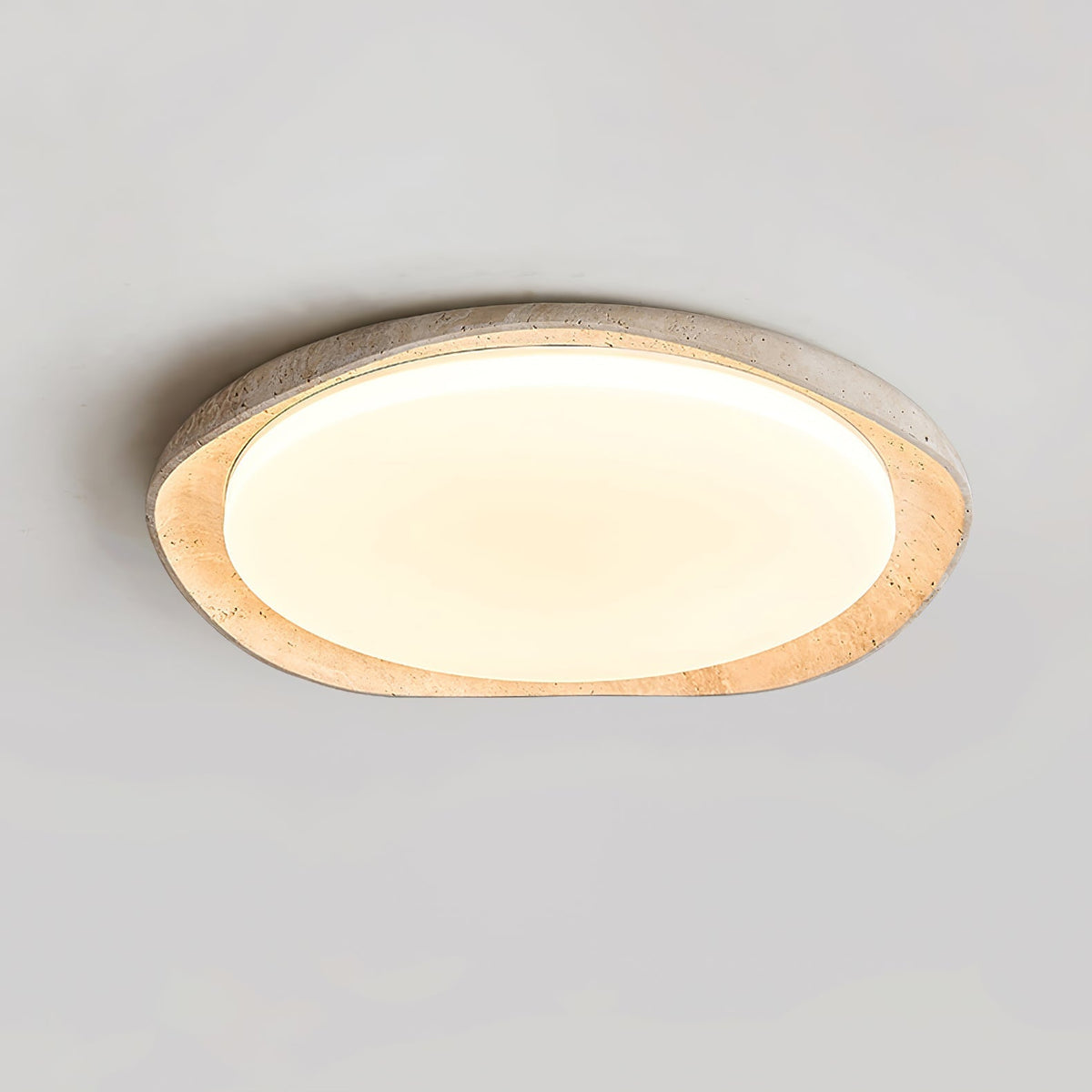 Adoros plafondlamp met randcirkel van geel travertin