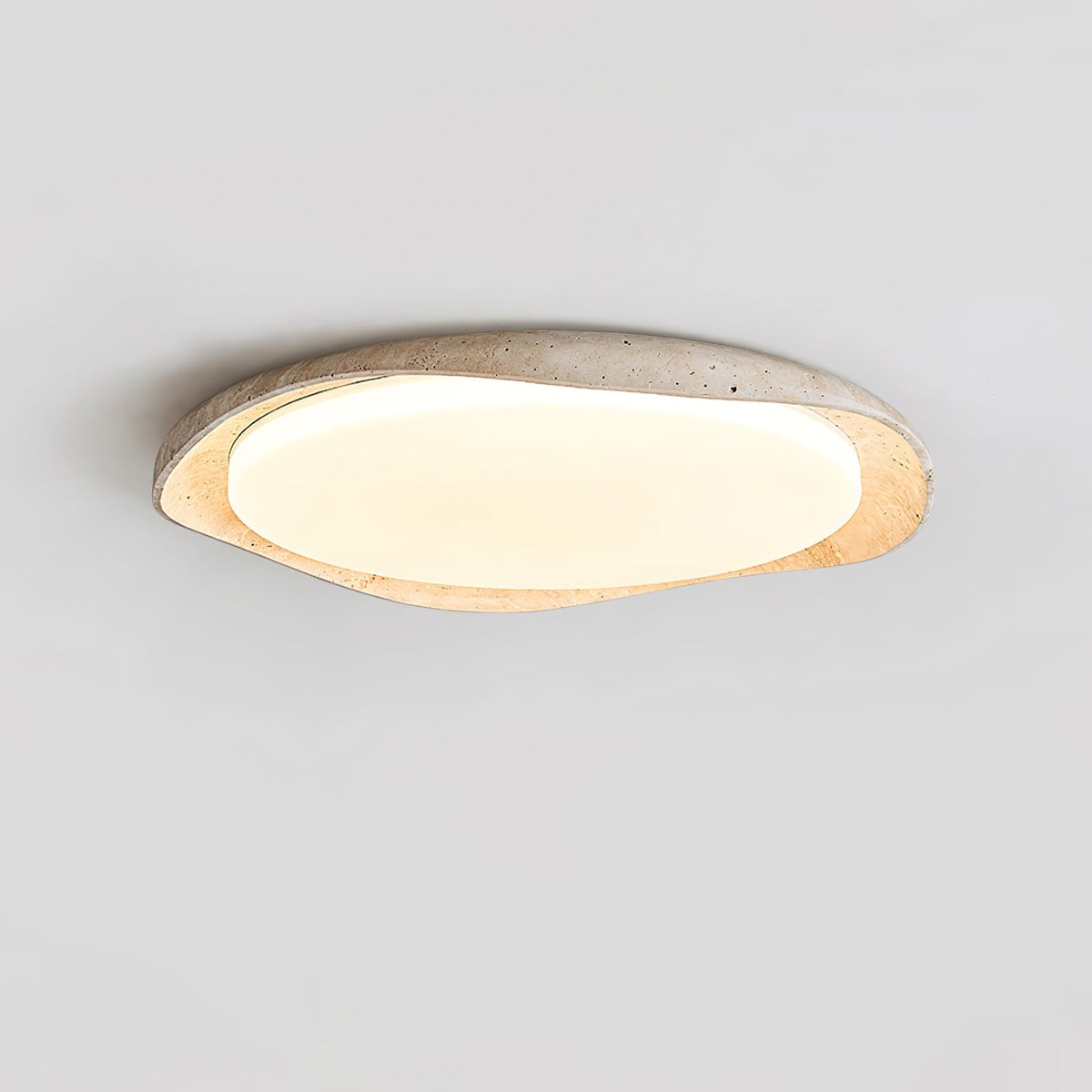 Adoros plafondlamp met randcirkel van geel travertin