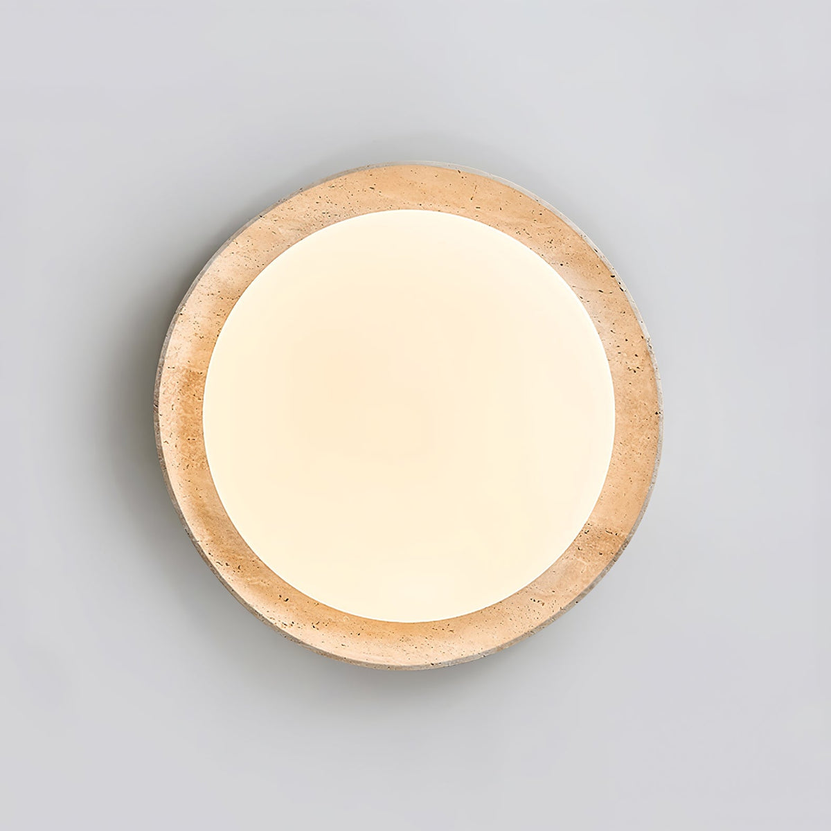 Adoros plafondlamp met randcirkel van geel travertin