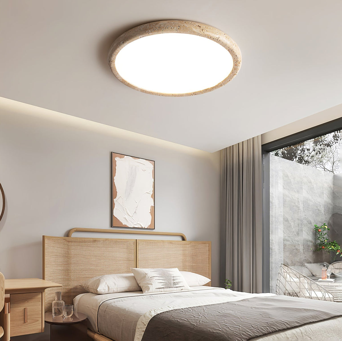 Aurrina Ring Frame Geel travertin plafondlamp