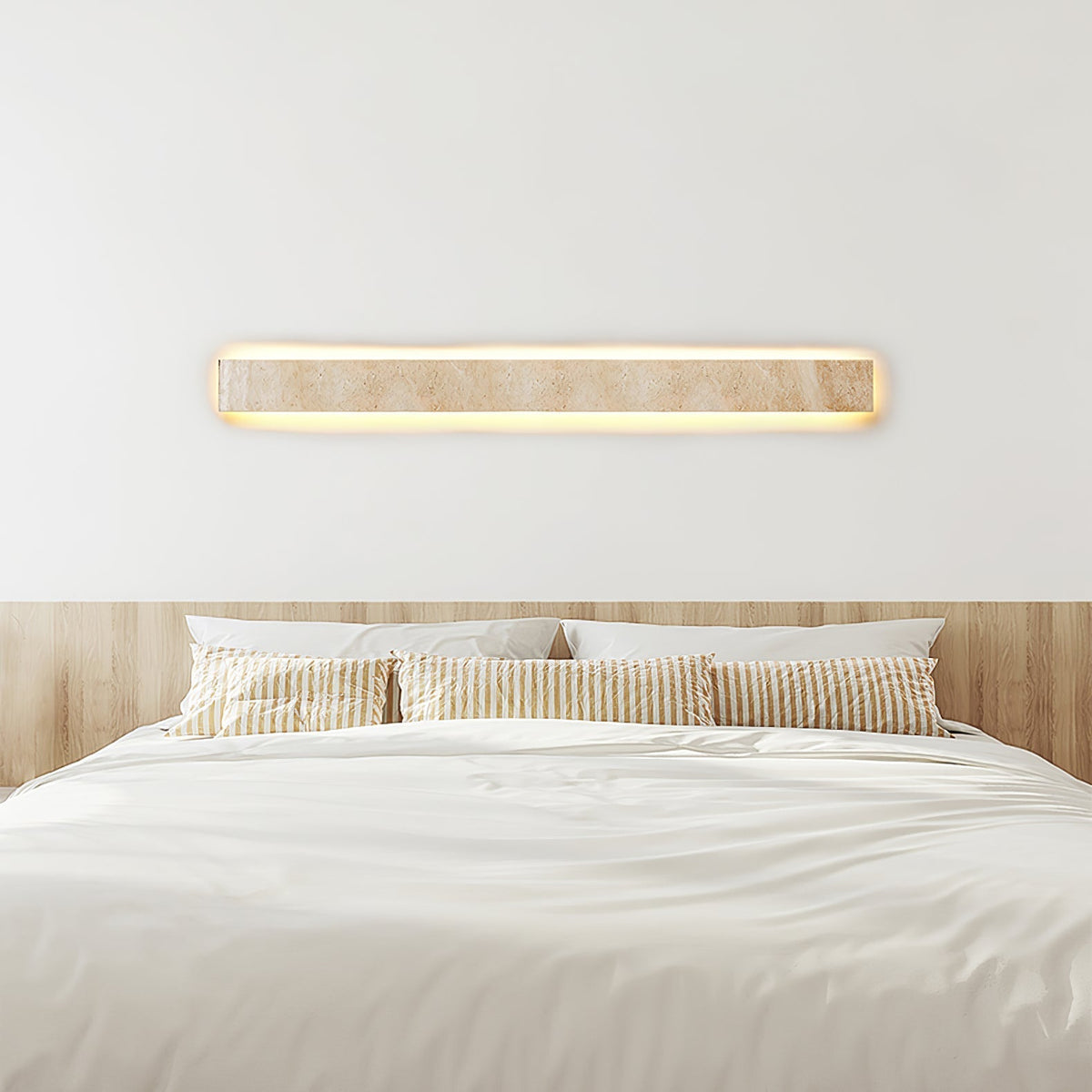 Tavoelia Slim rechthoekige wandlamp van geel travertin