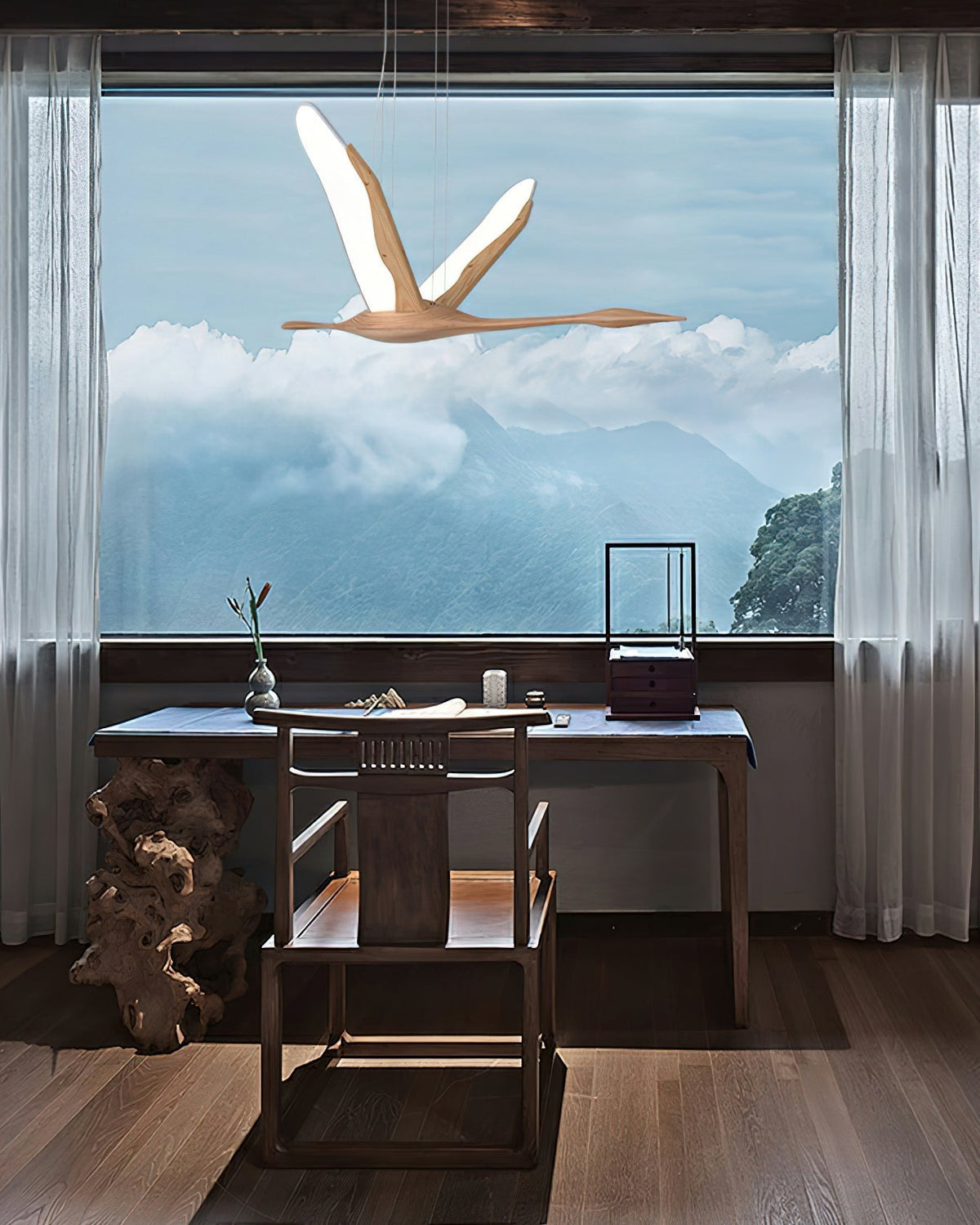 Syloine Moderne hanglamp van walnoothout