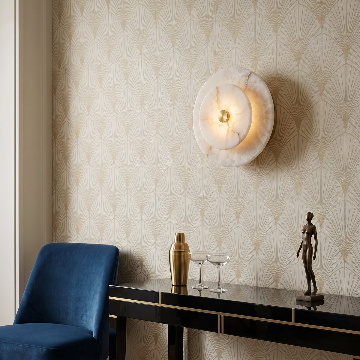 Ravelford disc albast wandlamp