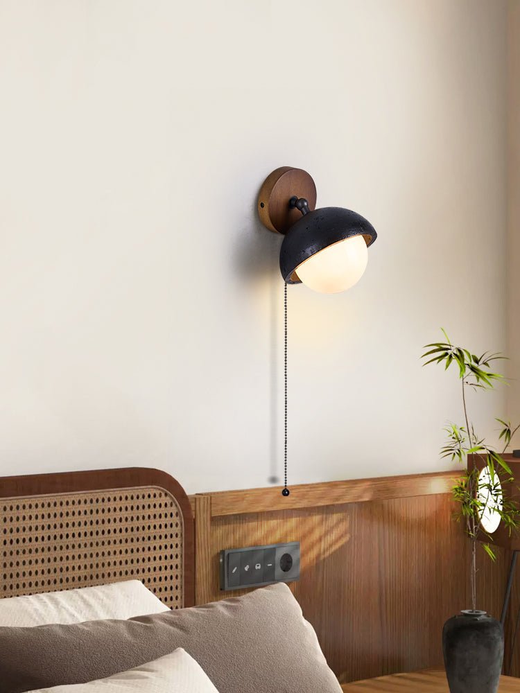 Serenaria bollen Zwart travertin Draaibaar wandlamp