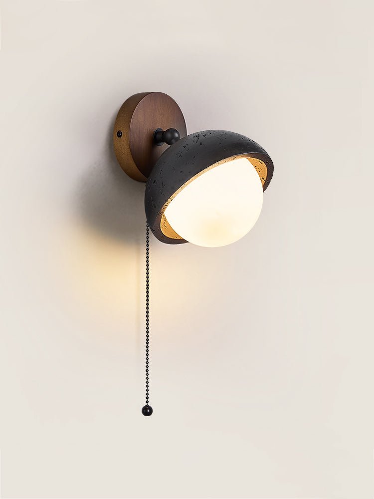 Serenaria bollen Zwart travertin Draaibaar wandlamp