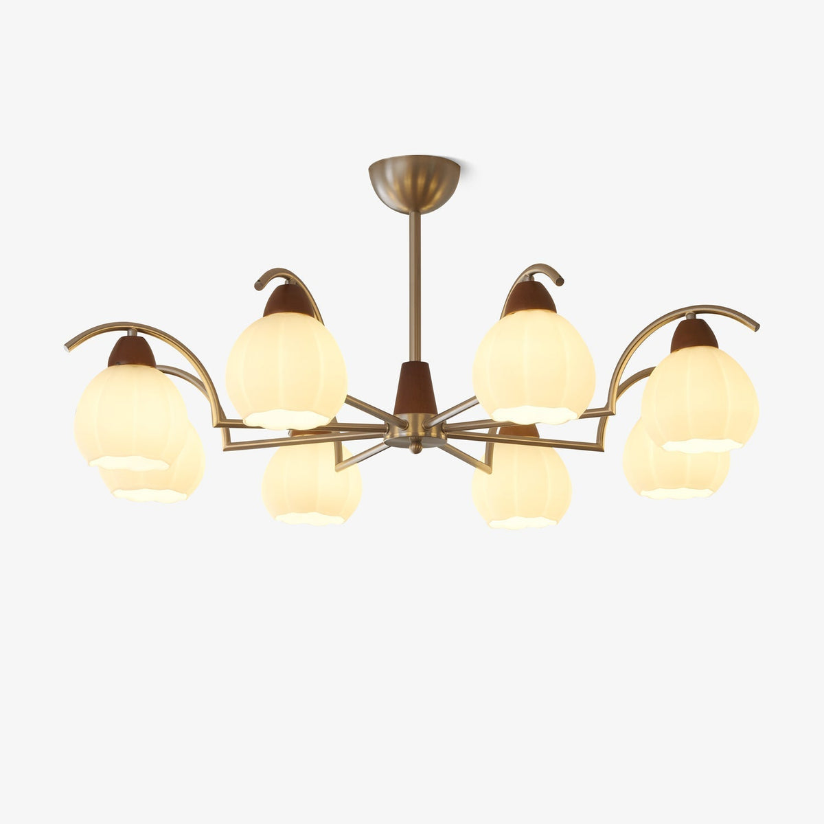 Ilaeiel Traditionele Elegantie Bloem Hout glas Kroonluchter