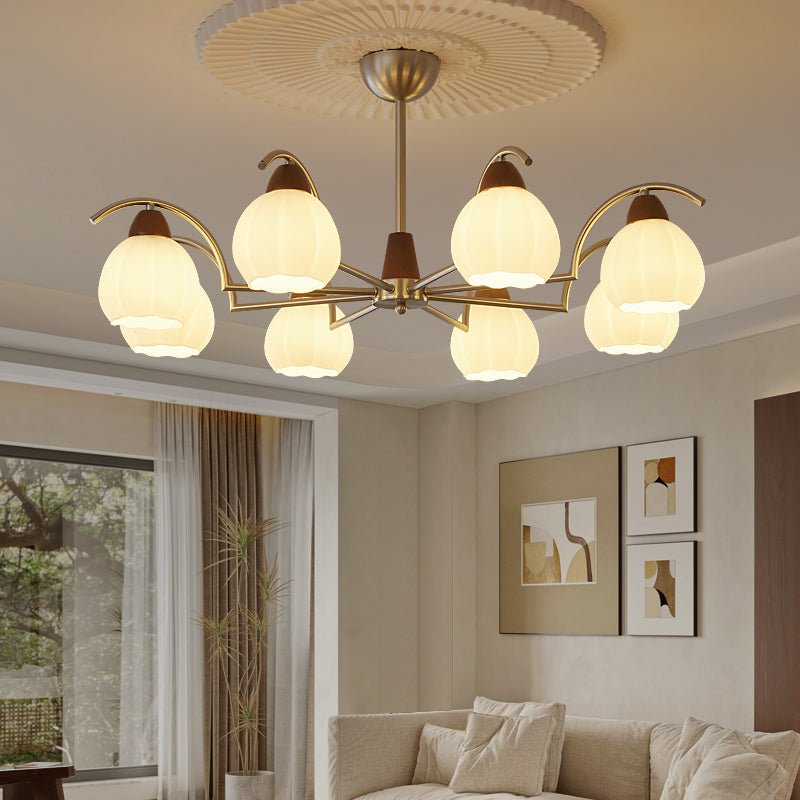 Ilaeiel Traditionele Elegantie Bloem Hout glas Kroonluchter