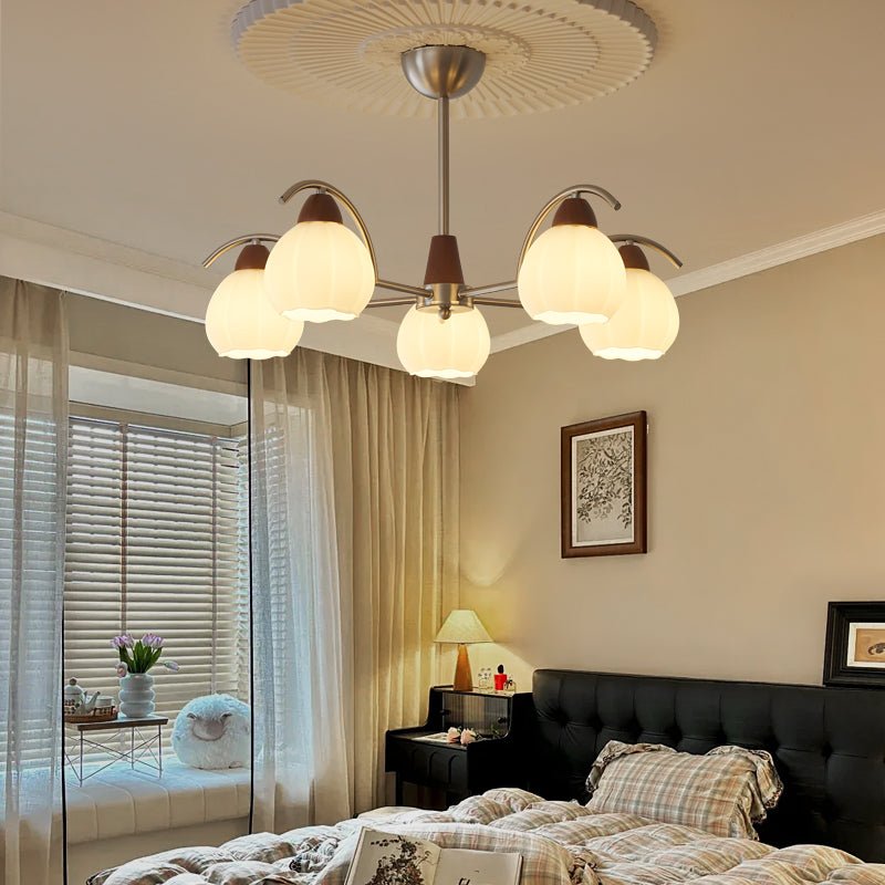 Ilaeiel Traditionele Elegantie Bloem Hout glas Kroonluchter