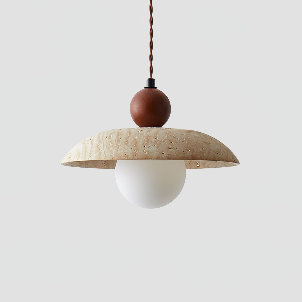 Nerix hanglamp van geel travertin en walnoothout