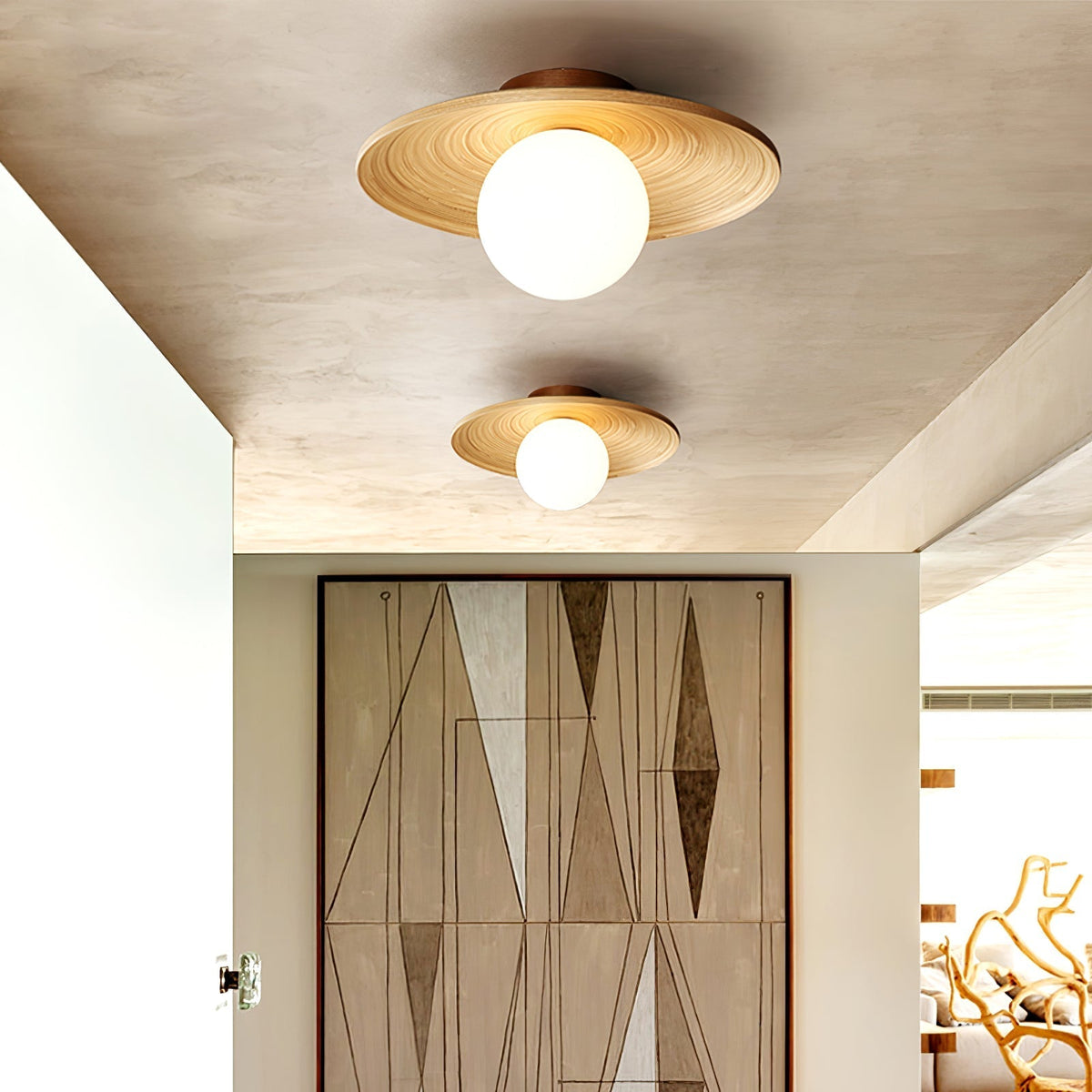 Ivoris plafondlamp Soluna hout Orbital