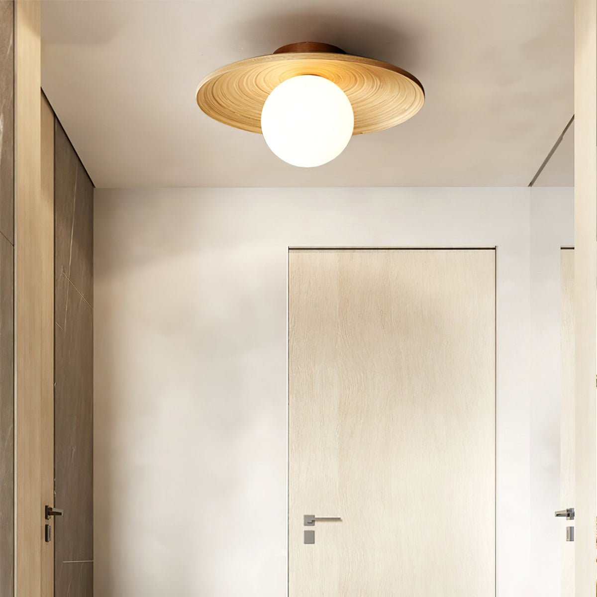 Ivoris plafondlamp Soluna hout Orbital