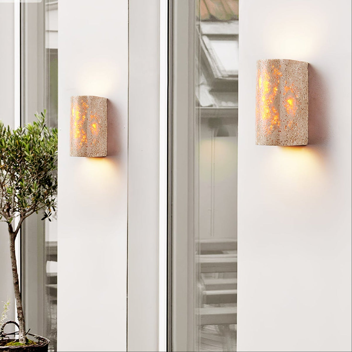 Sysilion Geel travertin wandlamp