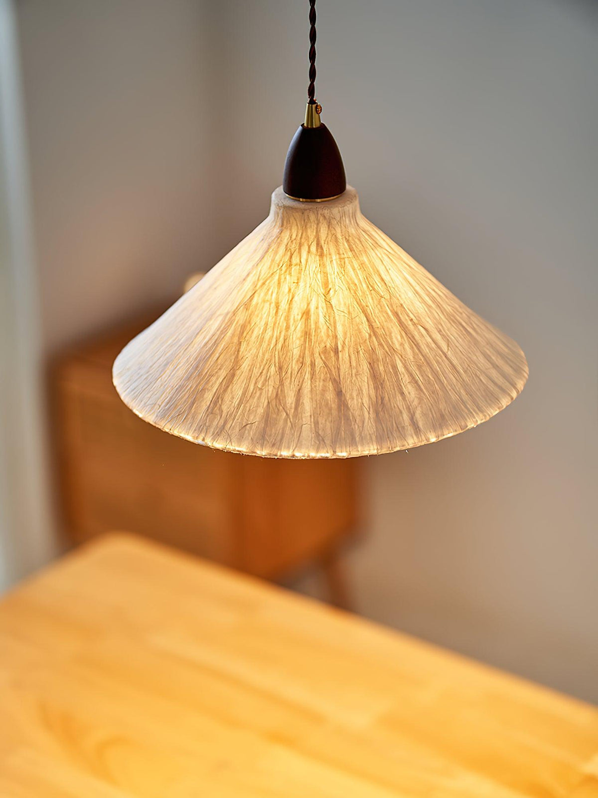 Locan hanglamp van rijstpapier en hout