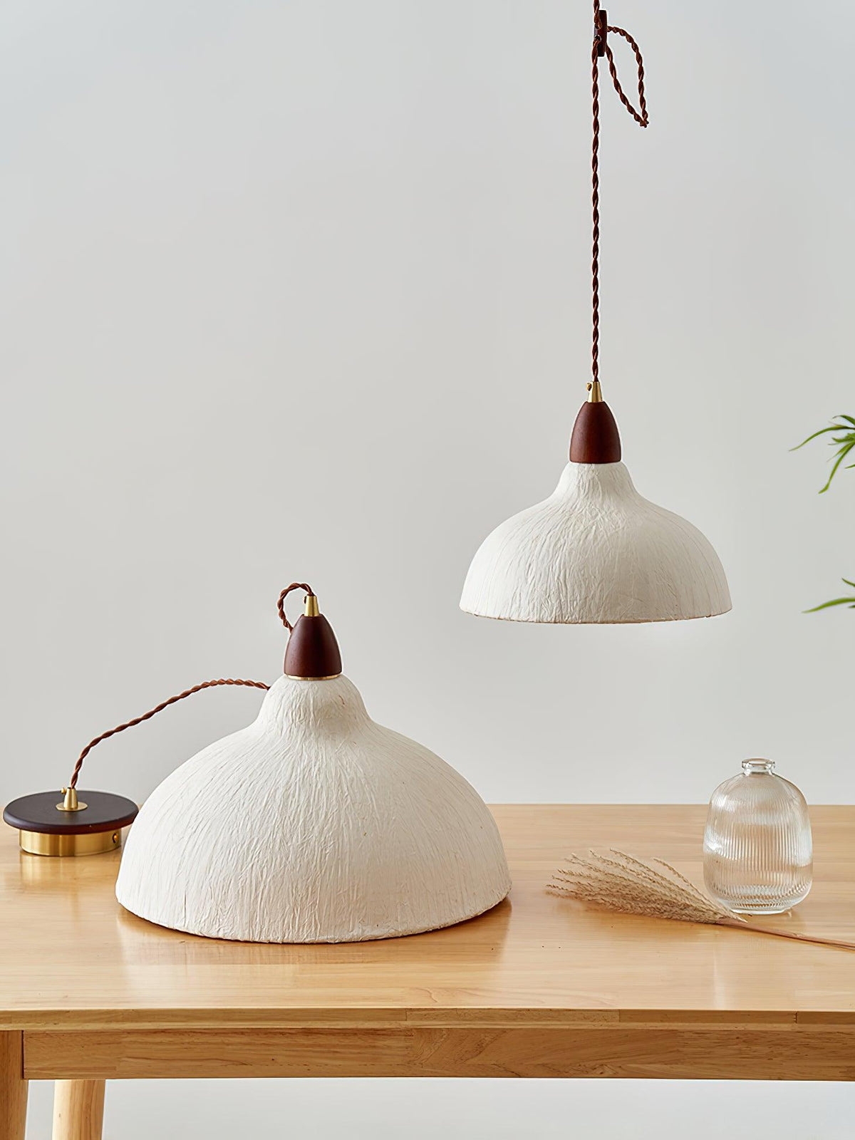 Locan hanglamp van rijstpapier en hout