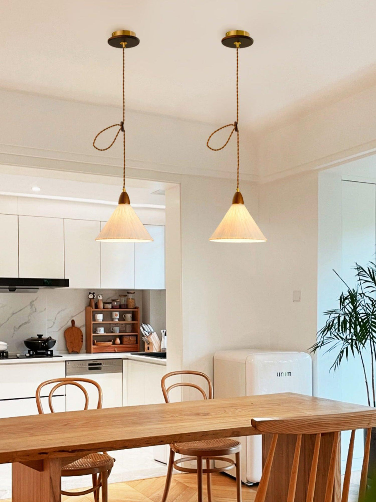 Locan hanglamp van rijstpapier en hout