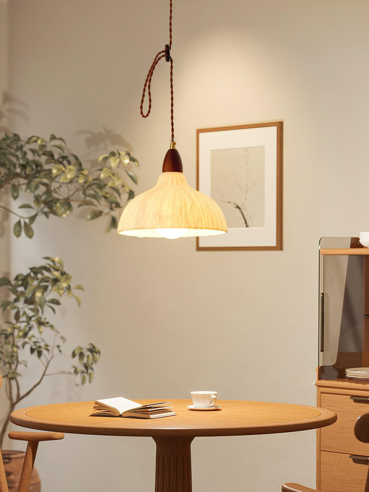 Locan hanglamp van rijstpapier en hout