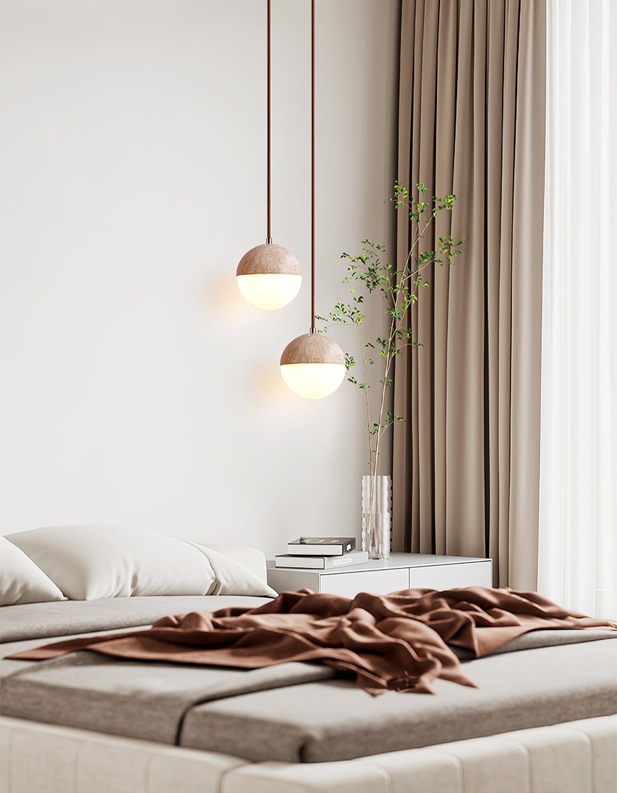 Vendrick hanglamp in geel travertin