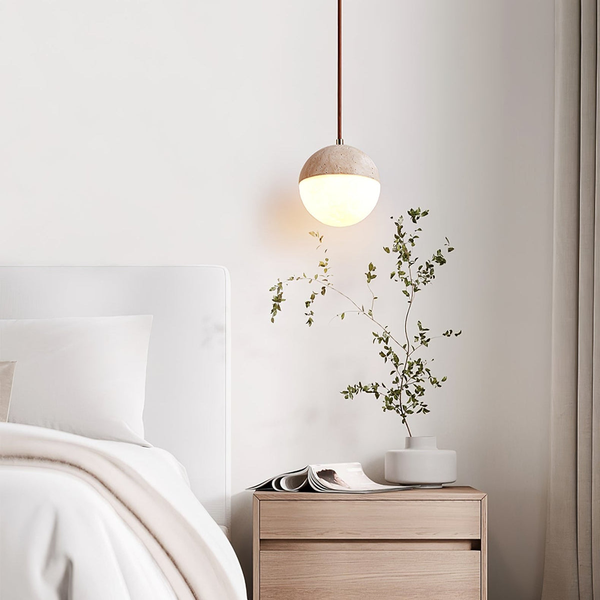 Vendrick hanglamp in geel travertin