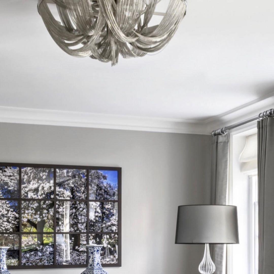 Talj plafondlamp met ketting van aluminium en tassel in nikkel