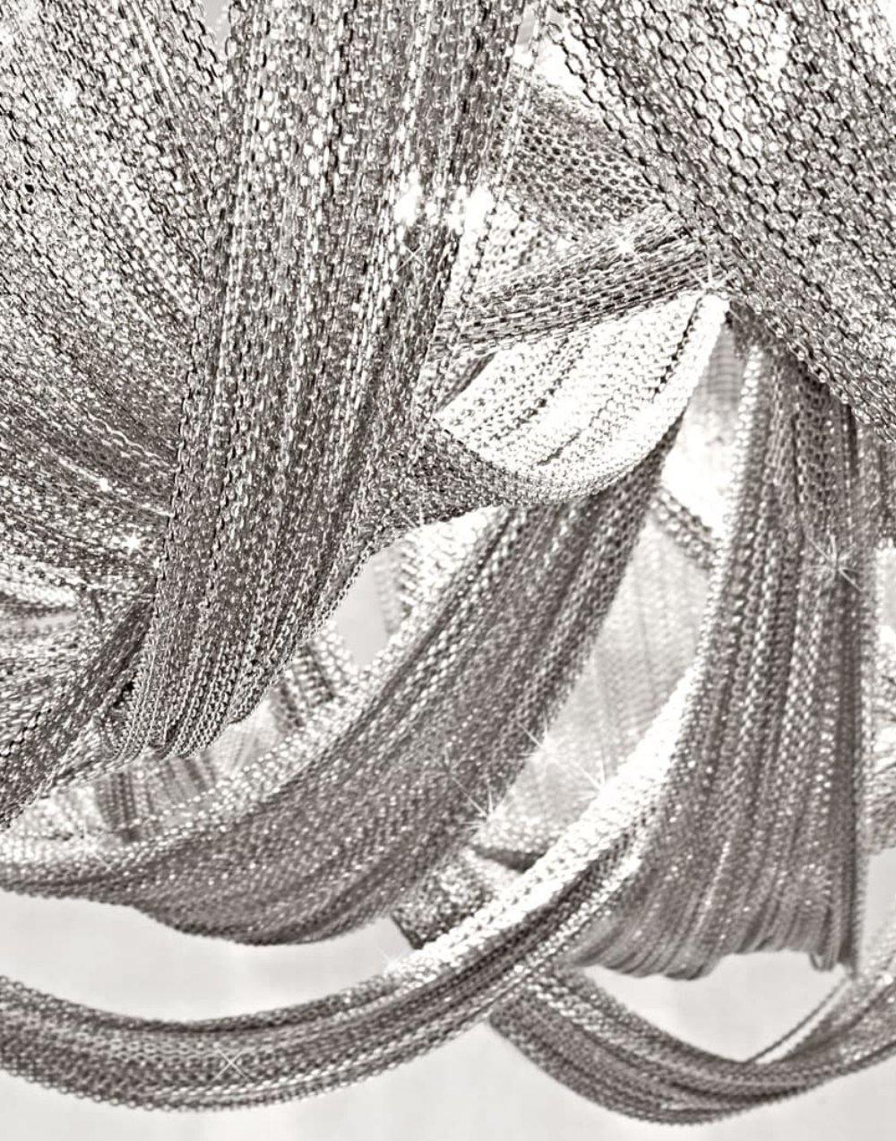 Talj plafondlamp met ketting van aluminium en tassel in nikkel