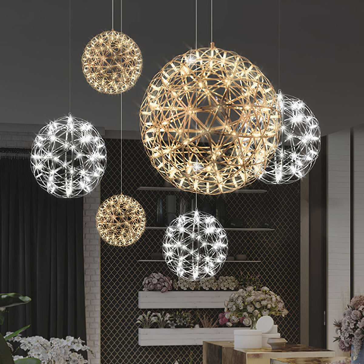 Delcourt Silver Spark Ball hanglamp