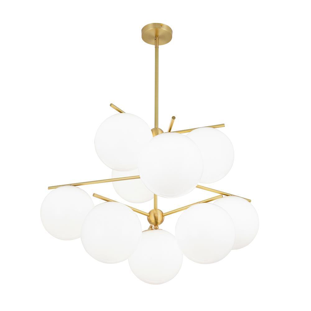 Casoella Kroonluchter met bolvormige kap en steel, moderne goudkleurige afwerking