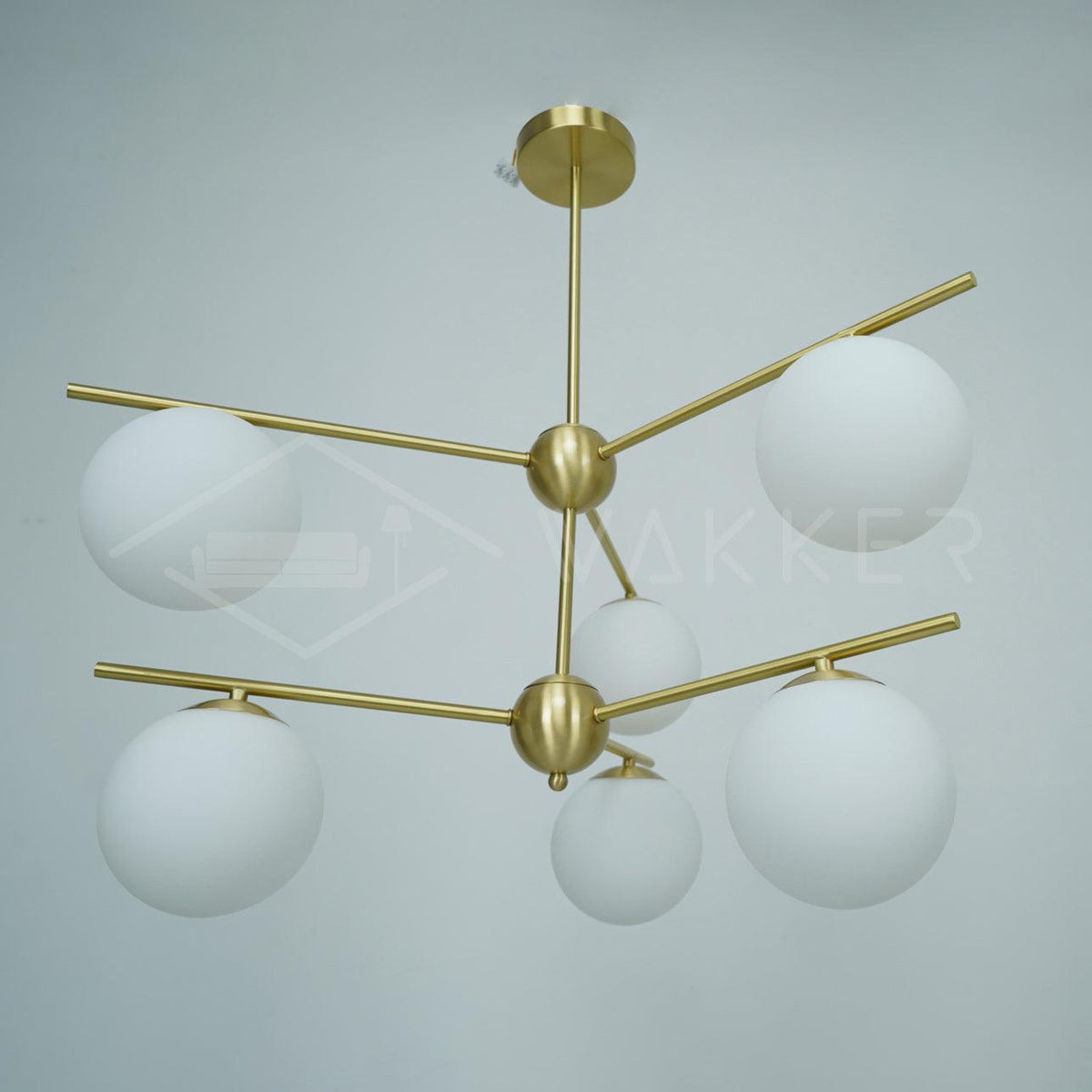 Casoella Kroonluchter met bolvormige kap en steel, moderne goudkleurige afwerking