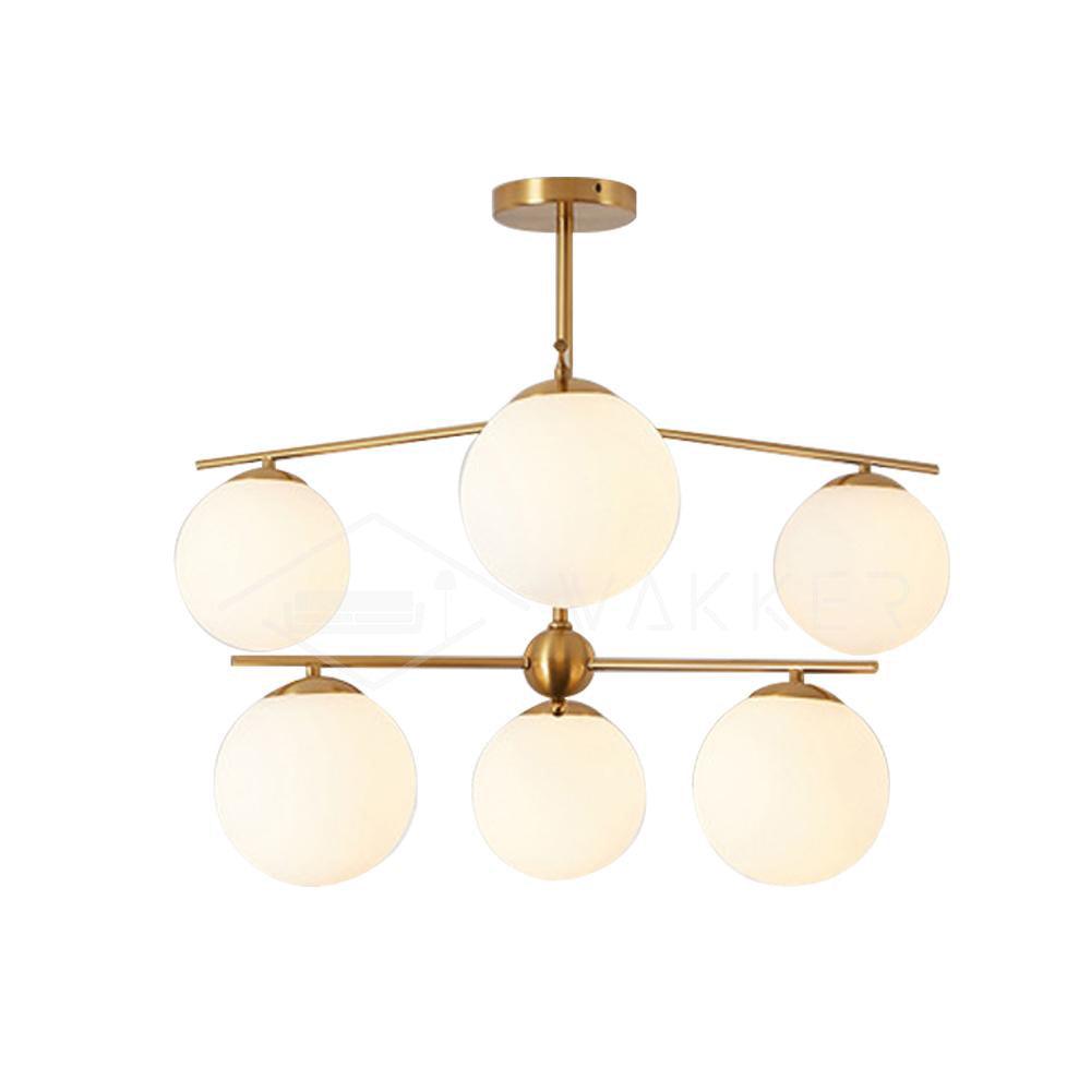 Casoella Kroonluchter met bolvormige kap en steel, moderne goudkleurige afwerking