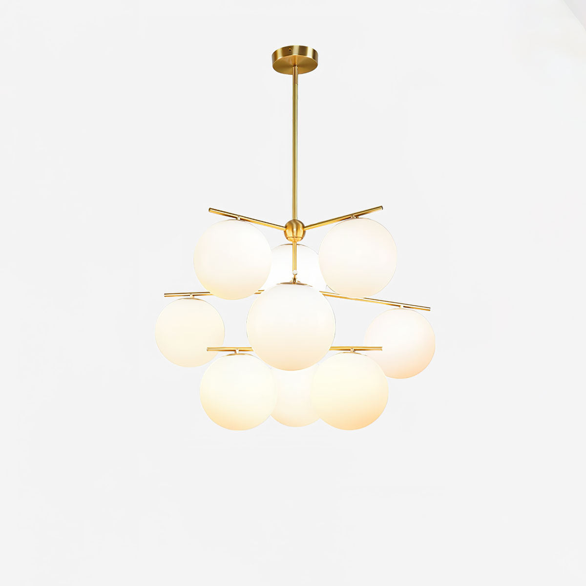 Casoella Kroonluchter met bolvormige kap en steel, moderne goudkleurige afwerking
